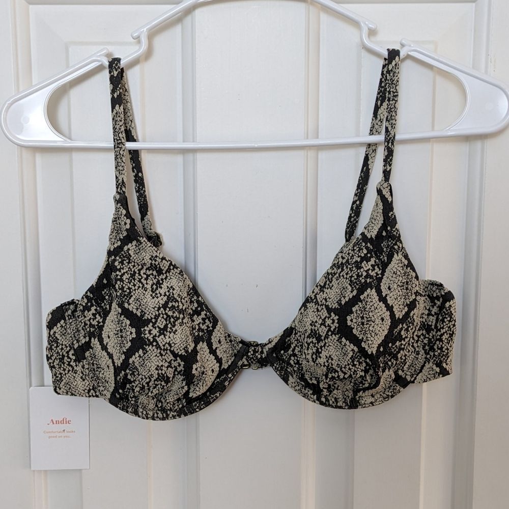 Andie Swim Sicily Underwire Bikini Top/ Black & Cream/ Sz Medium